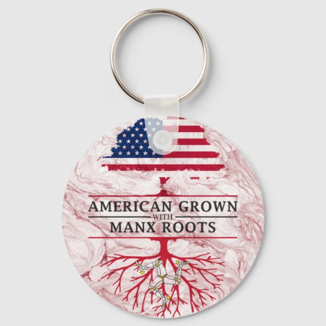 Chaveiro Americano crescido com Manx Roots Marble Style Des (Frente)