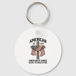 Chaveiro Americano pela Fé Pai Cristão Cruz Patriótica Cam