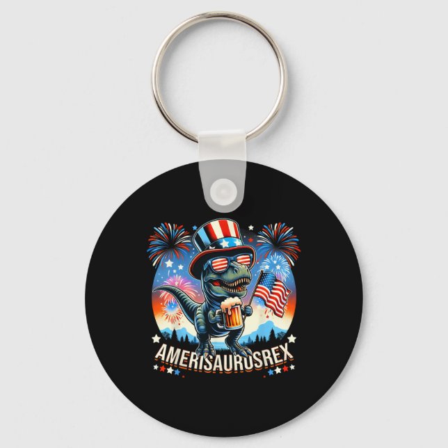 Chaveiro Amerisaurusrex American Flag Cute Dinosaur T-rex K (Frente)