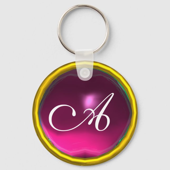 Chaveiro AMETIST MONOGRAM, cor-de-rosa amarelo (Frente)