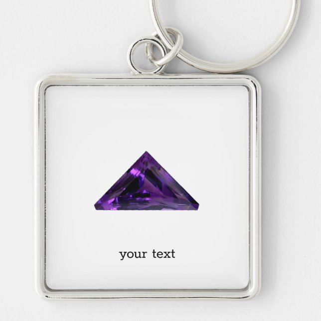 Chaveiro Ametist Triangle, Fevereiro Birthstone, Roxo (Frente)