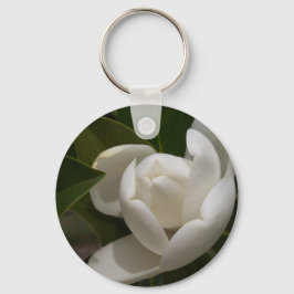 Chaveiro Amido de flor branco cremoso de magnólia