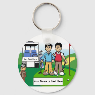 Chaveiro Amigos do Golfe - Cartoon masculino e masculino