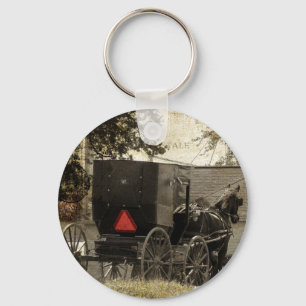 Chaveiro Amish Horse e Buggy Sepia Postcard Digital Art