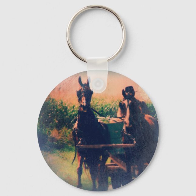 Chaveiro Amish Horse Team (Frente)