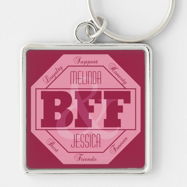 Chaveiro Amizade BFF - nomes personalizados - cadeia-chave (Frente)