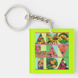 Chaveiro AMO LA VIDA Blue Floral Limão Rim