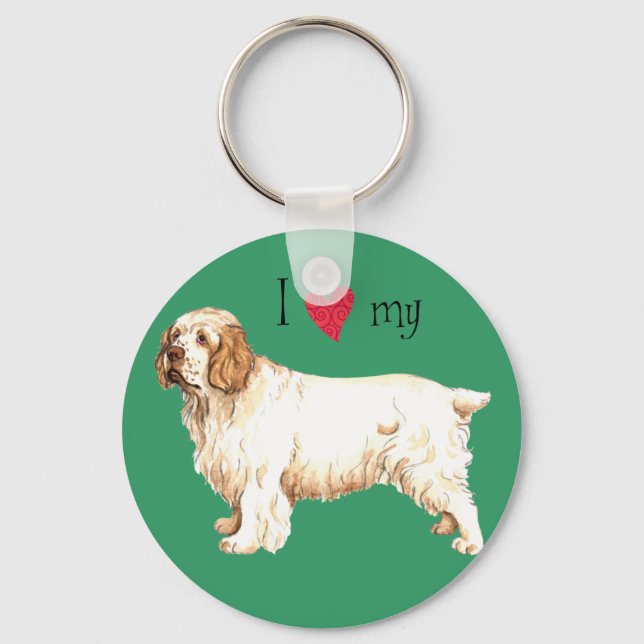 Chaveiro Amo o meu Clumber Spaniel (Frente)