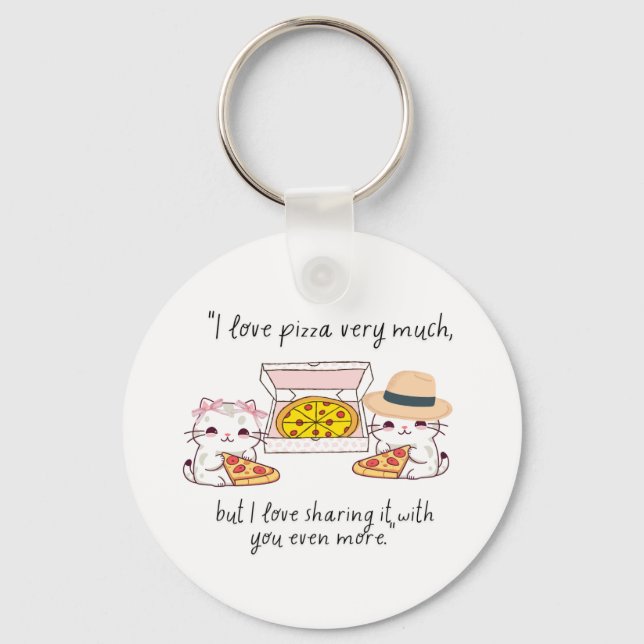 CHAVEIRO AMO PIZZA MUITO, GATOS (Frente)