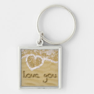 Chaveiro "Amo-te" Coração escrito em Areia
