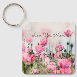 Chaveiro Amo-Te Mãe Aquarela Rosa