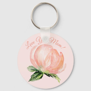 Chaveiro Amo-Te Mãe Dia de as mães De Aquarela Floral Ros