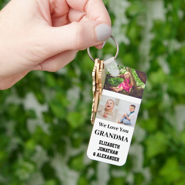 Chaveiro Amo-Te, Vovó Colagem Fotográfica (Mão)