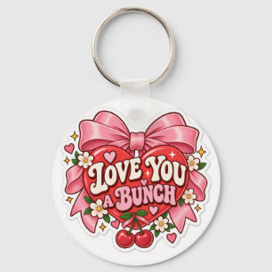Chaveiro Amo Você Muito Sticker Retro Coquette com Coração