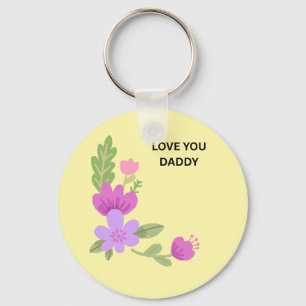 Chaveiro Amo Você Papai - Suave Floral Aquarela 