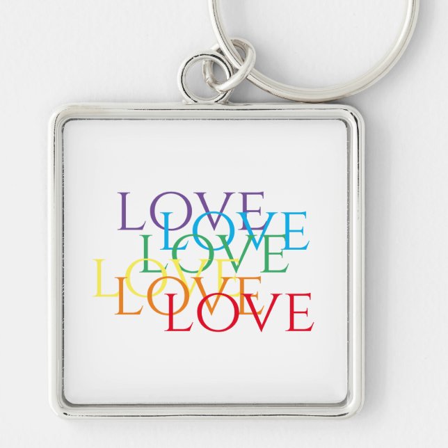 Chaveiro AMOR ARCO-ÍRIS Pingente Quadrado Premium (Frente)
