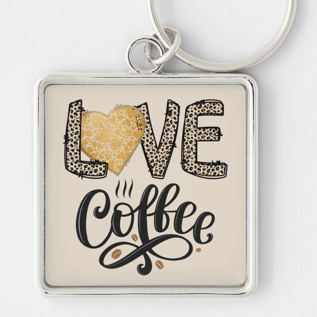 Chaveiro Amor Café cômico e giro citações para ela (Frente)