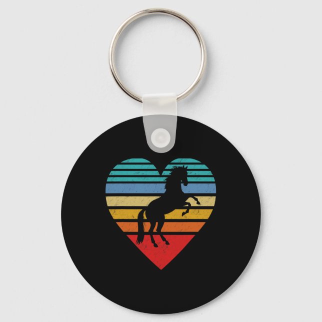 Chaveiro Amor com Animais do Coração de Cavalo Retro (Frente)