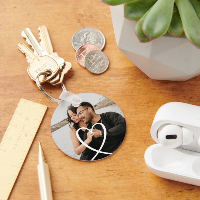 Chaveiro Amor coração personalizado foto personalizada feit (Mesa)