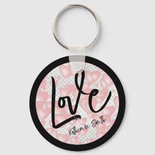 Chaveiro Amor - Corações de Namorados Rosa Flutuantes - Seu