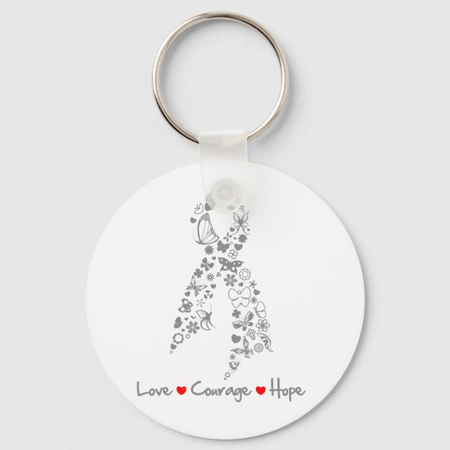 Chaveiro Amor Coragem Esperança Borboleta - Cancer Cérebro (Frente)