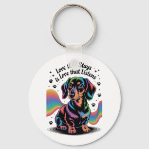 Chaveiro Amor de Dachshund que Fica é Amor que Escuta