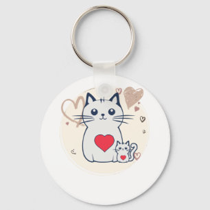 Chaveiro Amor de Mãe de Gato Camiseta com Ilustração de G