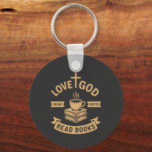 Chaveiro Amor Deus Beba Café Lê Livros Cristão
