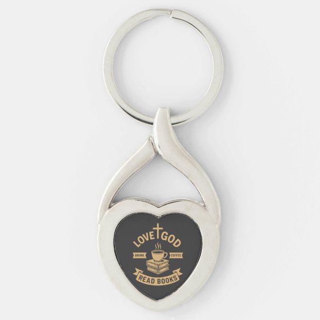 Chaveiro Amor Deus Beba Café Lê Livros Cristão (Frente)