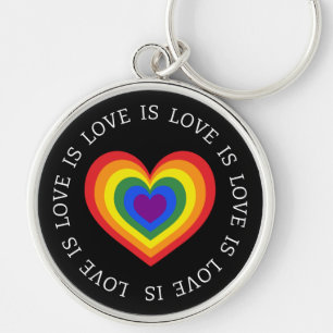 Chaveiro Amor é Amarelo Coração Arco-Íris Orgulho LGBTQ Neg