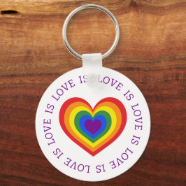 Chaveiro Amor é Amor Coração Arco-Íris LGBTQ em Branco