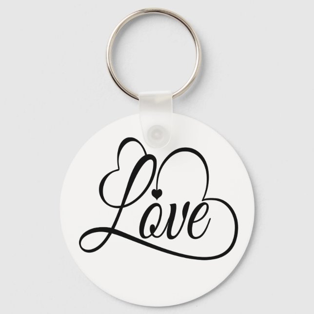 Chaveiro Amor E Corações Preto E Branco (Frente)