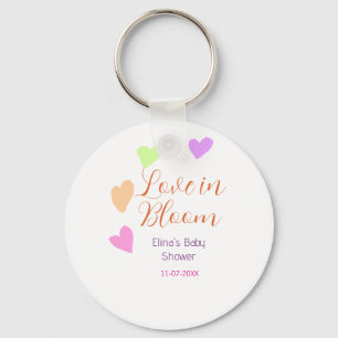 Chaveiro Amor em flor coração colorido nome do chá de bebê