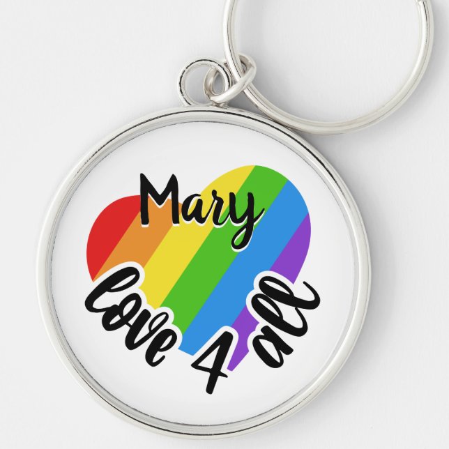 Chaveiro Amor LGBT para Todo Coração Striped Personalizado (Frente)