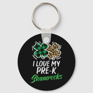 Chaveiro Amor Meus Shamrocks Leopardo Pré-K Dia de São Patr