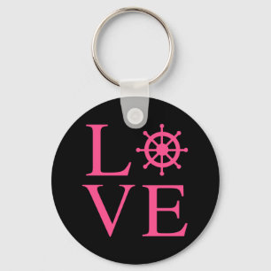 Chaveiro Amor Náutico Rosa Fúcsia Roda do Navio Preto
