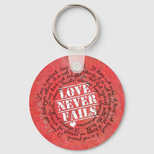 Chaveiro Amor Nunca Falha Bíblia Verso 1 Corintianos 13:4-8