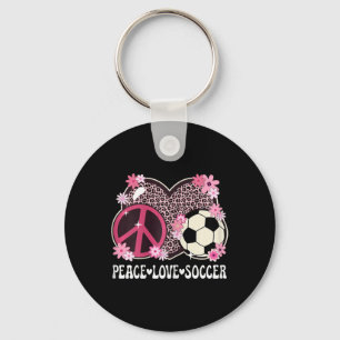 Chaveiro Amor Paz Futebol Amante Estampa de Leopardo Mulher