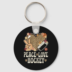 Chaveiro Amor Paz Hockey Amante Estampa de Leopardo Garotas