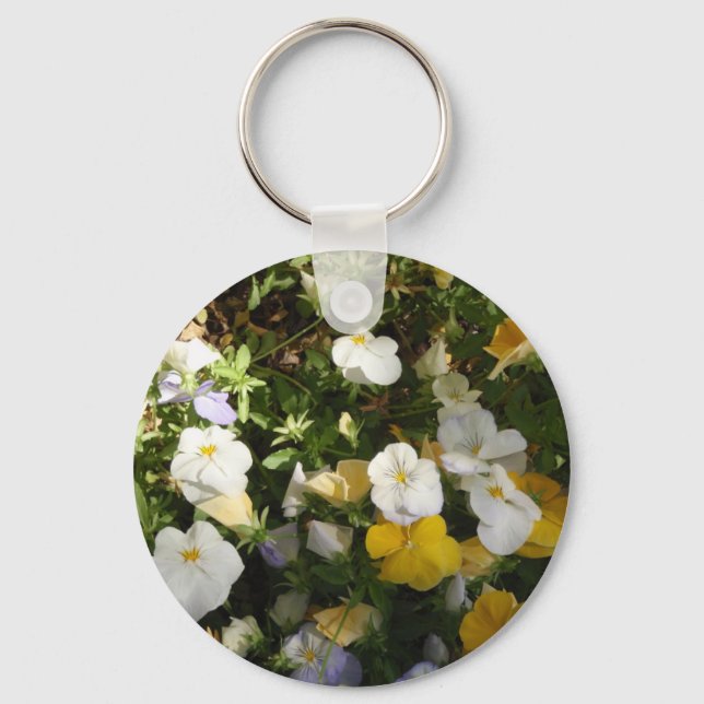 Chaveiro Amor-Perfeito Branco e Amarelo (Frente)