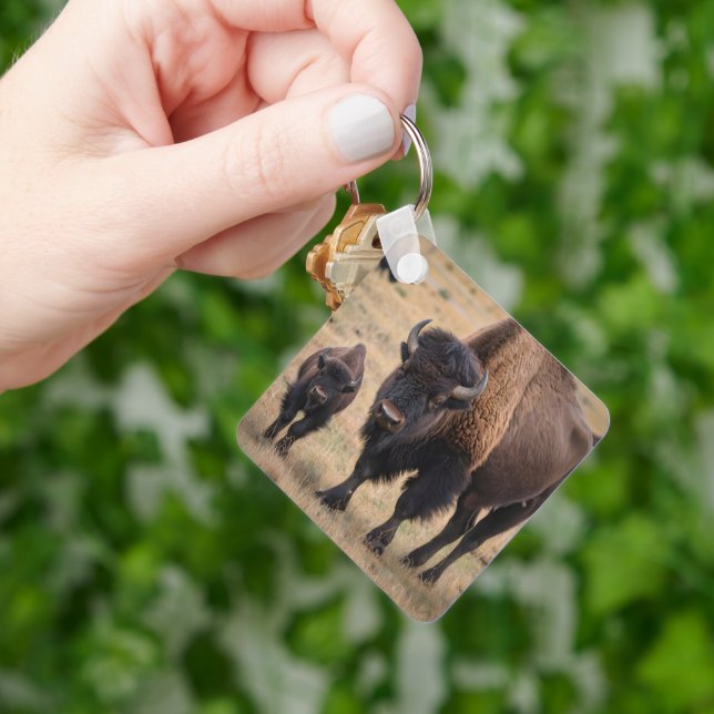 Chaveiro "Amor Selvagem: O Bison e o Seu Vitelo" (Mão)