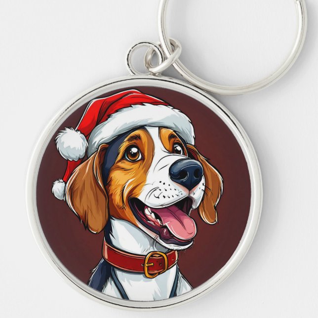 Chaveiro 🐶 Amuleto de Natal de Beagle para Amantes de Cach (Frente)