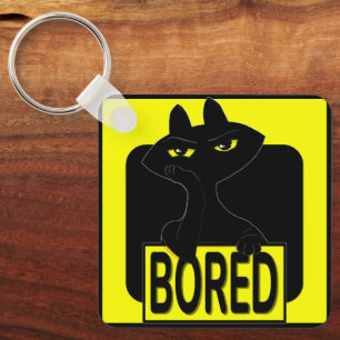 Chaveiro Amuleto de pulseira de gato preto sarcástico Bad B