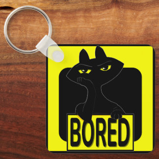 Chaveiro Amuleto de pulseira de gato preto sarcástico Bad B