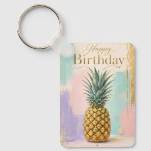 Chaveiro Ananás Dourado Aniversário Tropical