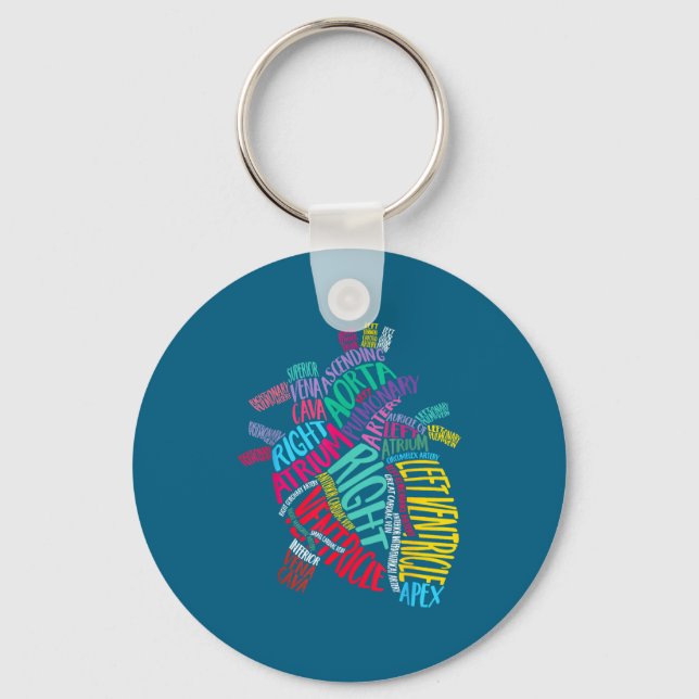 Chaveiro Anatomical Heart Design Cardiac Cardiovascular Icu (Frente)