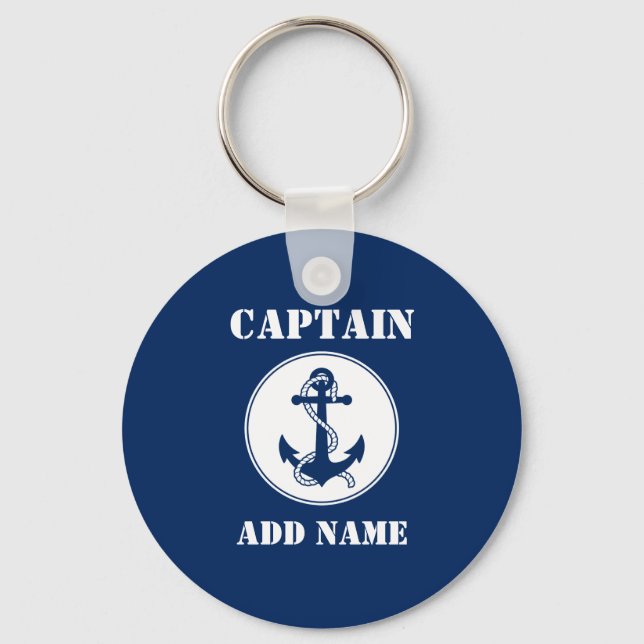 Chaveiro Anchor & Corda Nome do Capitão ou Nome do Barco Ma (Frente)