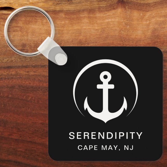 Chaveiro Anchor de Barco Moderno Preto (Frente)