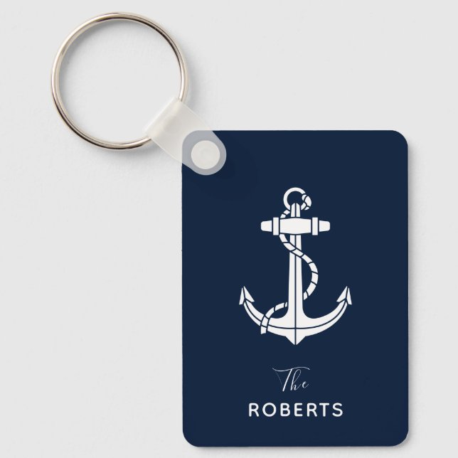 Chaveiro Âncora de Barco e Nome Script Personalizado Náutic (Frente)