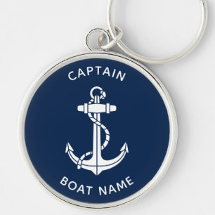 Chaveiro Âncora de Barco Náutico e Nome do Capitão Personal